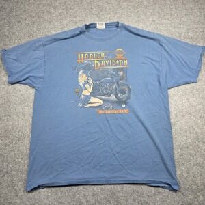 VTG Harley-Davidson T-Shirt Mens 2XL Blue Faded
